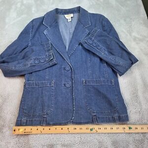 Vintage Talbots Jacket Women Sz 16P Barn Chore Coat Blue Denim Cloth‎ Buttons